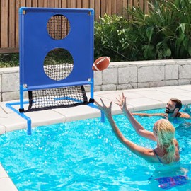 MegaNets Pool Football Game, Water Ball Toss Games Swimming Poolside Goal for Sports, Two-Hole Design Football Throwing Target – Ideal for Pool Parties, Summer Backyard Fun & Family Play