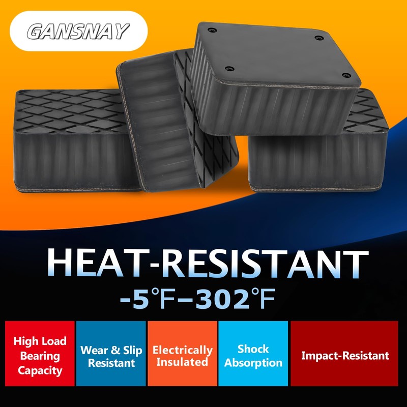 GANSNAY Solid Rubber Block for Car Lift- Nylon Layer Reinforced,