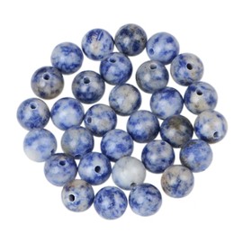 AD Beads Natural semi Precious Gemstone 10mm Round Loose Beads Big Hole 2mm Sized 30pcs (Blue Spot Jasper)