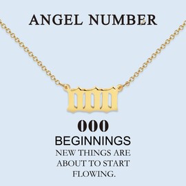 JeeweLife 18k Gold Plated Stainless Steel Angel Number Necklace 000 Gold Necklace for Women Girls, 000