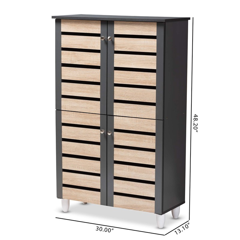 Baxton Studio Shoe Cabinets, One Size, Oak/Dark Gray