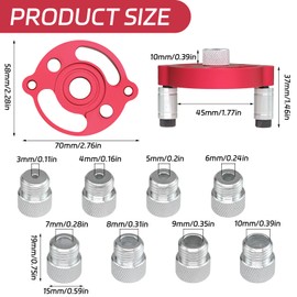 BEASAFY Drilling Aid Vertical Drilling, Woodworking Drilling Aid with 3/4/5/6/7/8/9/10 mm Stainless Steel Drill Bushings, Red Woodworking Drill Hole Locator for Solid Wood