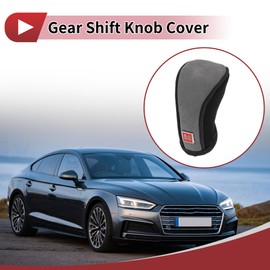 HEROFFIX 1 Pcs Gear Shift Knob Cover Decoration Stick Shifting Handle Protector 12.5x6cm/4.92"x2.36" Zipper Type Black Grey Faux Leather