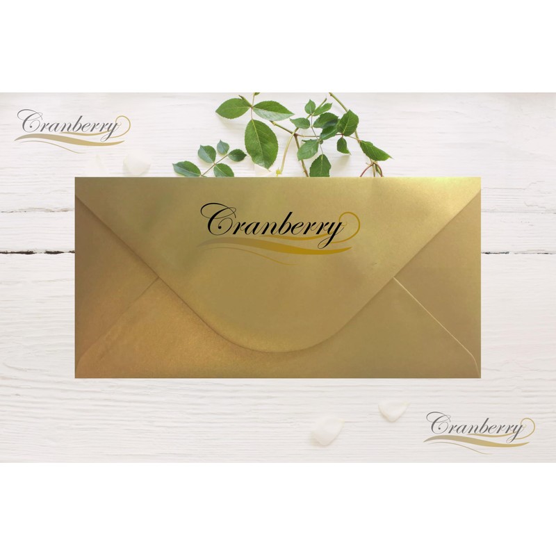 25 Pack DL Gold Envelopes Metallic Pearl 110mm x 220mm.