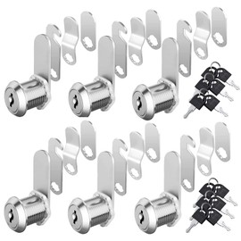 Herbst Pack of 6 Letterbox Lock 20 mm with 4 Different Lock Plates, Locker Lock with Key, Cupboard Lock, Letter Box Locks, Suitable for Door Thicknesses up to 16 mm