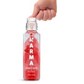 Karma Wellness Water Wellness Flavored Probiotic Water, Berry Cherry, Immunity and Digestive Health Support, Low Calorie, 2 Billion Active Cultures, 18 Fluid Ounce (Pack of 12)