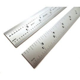 Shinwa 12" 4R Rigid (1.250” wide x .040” thick) Zero Glare Satin Chrome Stainless Steel 4R Machinist Engineer Ruler / Rule with Graduations in 1/64, 1/32, 1/8, 1/16 Model H-3001C