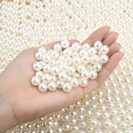 DUQGUHO 10mm Pearl Beads for Crafting White Beads Bulk for Jewelry Making Fake Pearls with Holes Ivory Faux Fake Pearls Beads for Bracelets Plastic Beads 500PCS