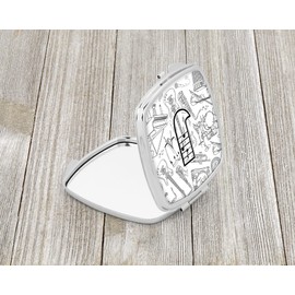 Caroline's Treasures CJ2007-JSCM Letter J Musical Note Letters Compact Mirror Decorative Travel Makeup Mirror for Women Girls Gifts Pocket Makeup Mirror Folding Handheld