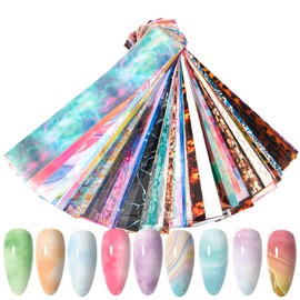 WOKOTO 300 Sheets Nail Transfer Foil Art Kit, Marble Gradient Leopard Nail Art Foils Stickers for Nails, Gel Nail Transfer Stickers Decals Wraps Nail Polish Foil Sheets Set