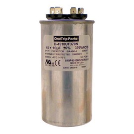 OneTrip Parts USA Run Capacitor 45+10 UF 45/10 MFD 370 VAC 2 Inch Round