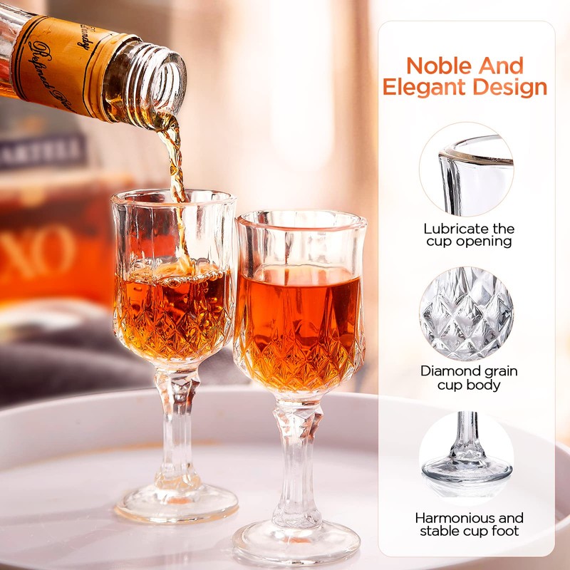 Soopiiso Cordial Glasses,1.7oz/50ml,Shot Glasses Set of 48,shot glasses with stem/Sherry