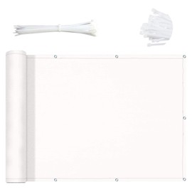 SUNNY GUARD 3FTx10FT Balcony Deck Privacy Screen Apartments Railing Fence Cover Heavy Duty Mesh Windscreen Milky White