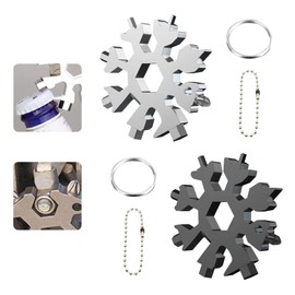 Multipurpose Snowflake Wrench,Portable Screwdriver/Bottle Opener/Safety Hammer,18 in1 Stainless Steel Multi Tool,Outdoor Gadget,Gift for Men(2pcs)