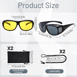 Night Driving Glasses for Men Women 2Pcs Anti Glare Glasses for Night Driving Headlight Glasses with Glarecut Technology for Drive Safely at Night Day