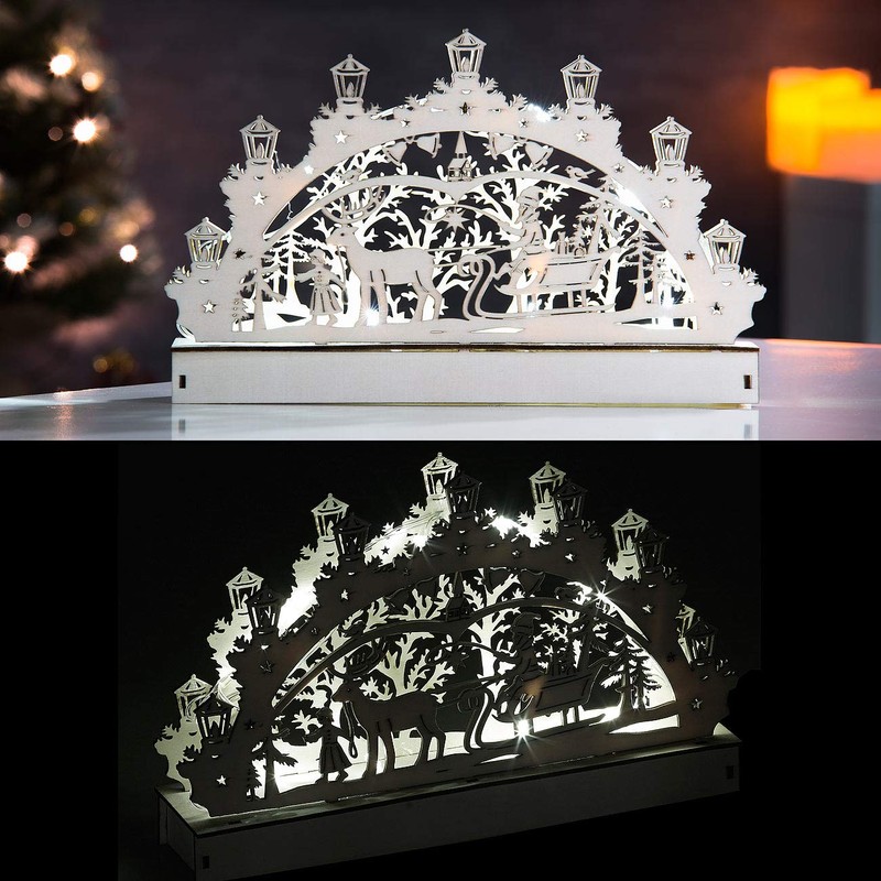 Britesta Wooden Light Arch Decoration with LED Light and Reindeer
