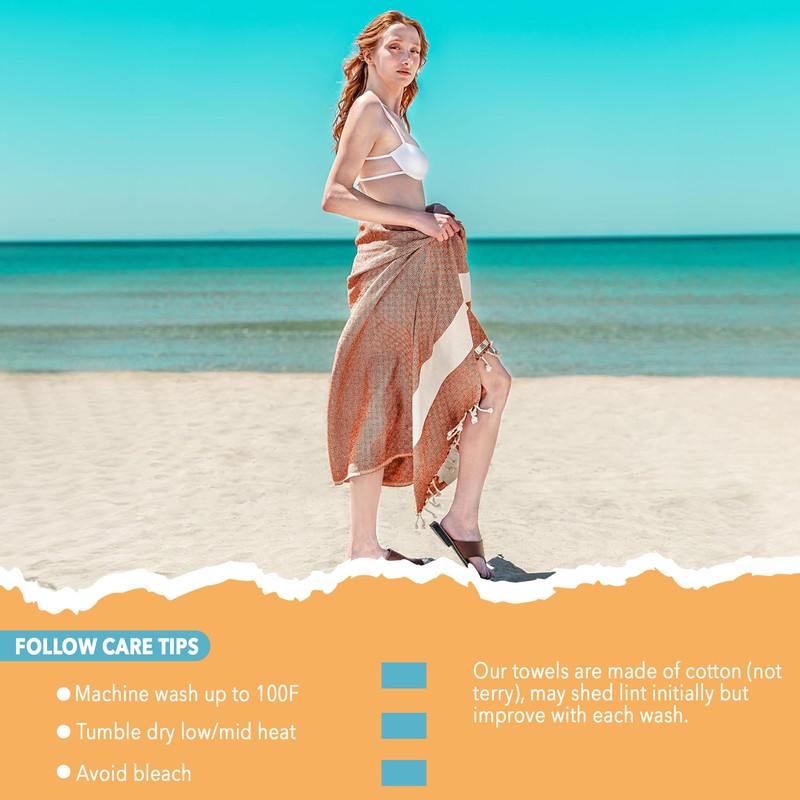 Peshtemal Beach Towel (100x180 cm) Boho Spa Towels - Premium
