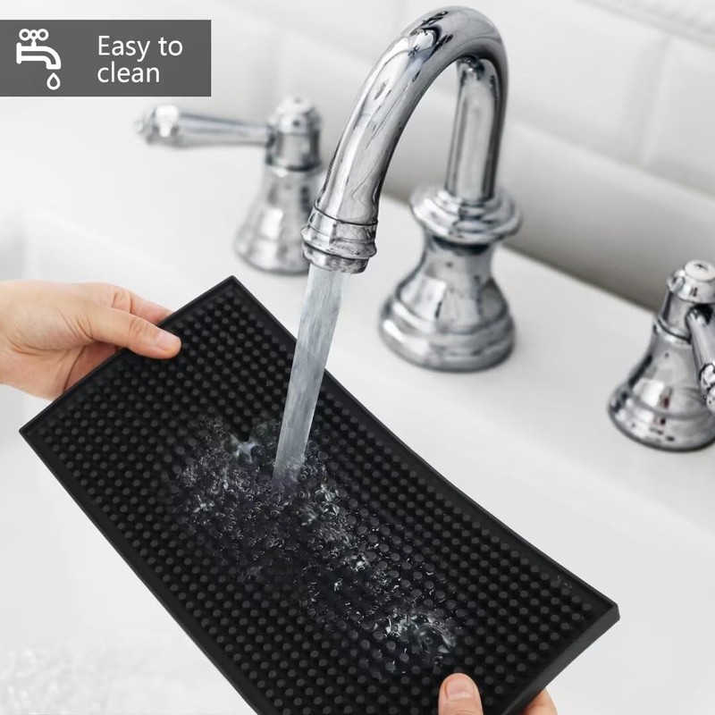 Xibany Bar Mat 6" x 12" PVC Small Black, Essentials