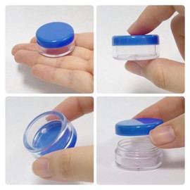 (Quantity: 1000 Pieces) Beauticom 5G/5ML Round Clear Jars with Blue Lids for Scrubs, Oils, Toner, Salves, Creams, Lotions, Makeup Samples, Lip Balms - BPA Free