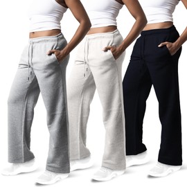 Common Stitch 3 Pack Sweatpants Women, Wide Leg Womens Sweatpants, Workout - Yoga Pants (Available in Plus)