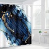 Navy Blue Marble Shower Curtain, Uiiooazy Abstract Dark Blue Polyester
