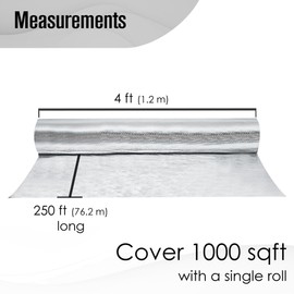Houseables Radiant Barrier, Radiant Barrier Insulation Roll, Attic Insulation, 1000 Sq Ft, 250'x4', House Wrap, Reflective Foil, Attic Foil, Double Reflective Heat Shield, Perforated Aluminum, Thermal