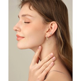 14K Gold Plated Fine CZ Chain Women's Earrings | Double Pierced Dangle Chain Hoop Earrings | Cubic Zirconia Earrings Earrings