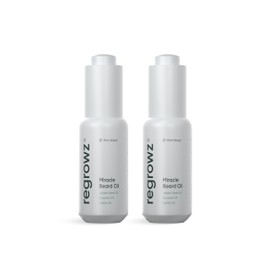Regrowz Beard Oil 30 ml - Pack of 2 - Natural Beard Growth Moisturiser with Coconut and Jojoba Oil – Soften, Nourish & Hydrate Dry, Itchy Beard – Promote Thicker & Fuller Beard
