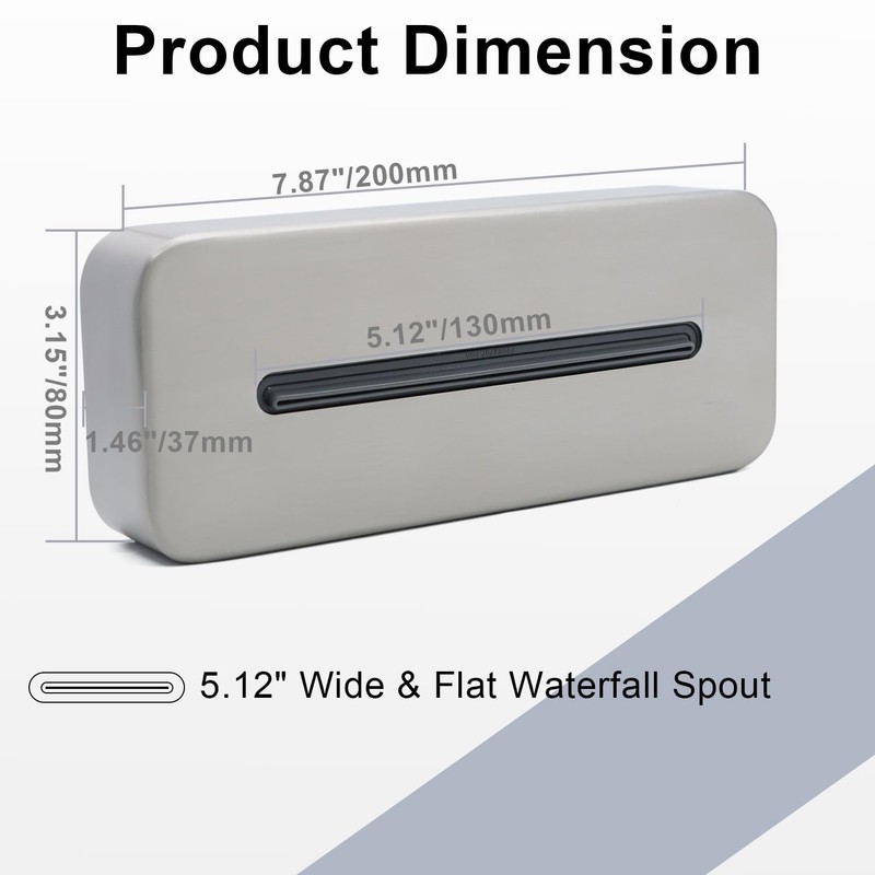 HOMEDEC - Boquilla de baño de cascada de níquel cepillado