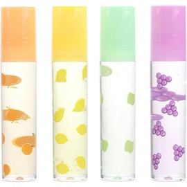 Set de 4 Labiales Hidratantes Transparentes Sabor a Fruta, Protector Labial para Labios Secos y Agrietados, Adecuado para Cumpleaños y Niñas Estilo Aleatorio