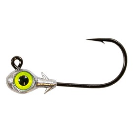 Z-MAN Fishing Trout Eye Jighead Lures 1/4 oz 3 Pack 3D Eyes Heavy Duty 2/0 Black Nickel Hooks, Chartreuse, Multi, One Size