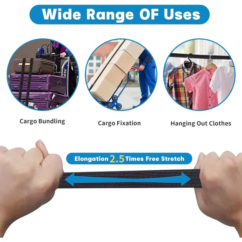 Nlvnmv 2 Pcs Heavy Duty Adjustable Bungee Cords with Hooks,