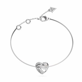 GUESS In My Heart Snake Chain Bracelet S Rhodium