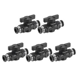 PATIKIL 8mm Pneumatic Ball Valves 5 Pack 8mm OD BUC Push To Connect Tube Fitting Ball Valve Union Straight Air Flow Control Valve for Air Hydraulic Black Silver