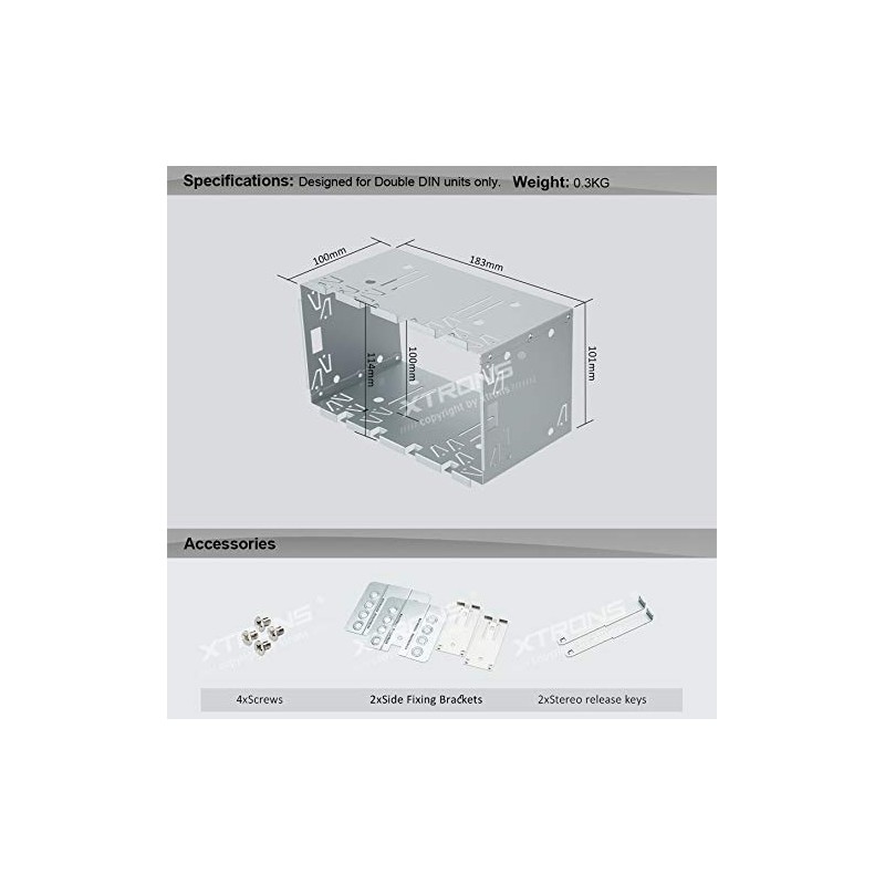 XTRONS Universal Double DIN Stereo Mounting Cage Kit 183 x