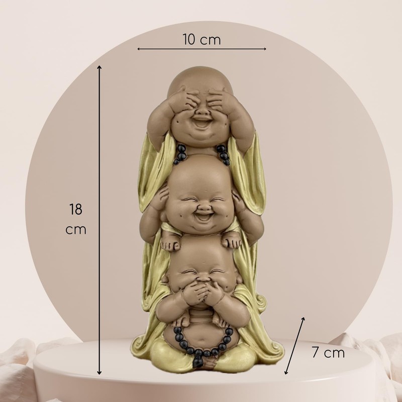 Zen'Light Statue of 3 Laughing Buddhas - See Nothing -