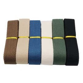 Rydowenna Heavy Cotton Webbing 1 Inch Wide 12 Yard 6 Color Mixed Polyester Cotton Webbing Strap for Webbing Bag Handles, Bag Strap,Tote Bag Webbing，Cloth Belt,Making Outdoor Supplies(Mixed Color)