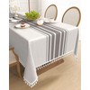 Xiazhilaio Waterproof Rectangle Tablecloth 60" x 102",Modern Striped Table Cover