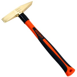 WEDO Brass Welding Hammer with Fiberglass Handle,Scaling Hammer,Chipping Hammer,300g, Length 280mm(11")
