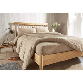 Olivia Rocco Teddy Fleece Extra Deep Fitted Sheet Cosy Warm Fluffy Fitted Bed Sheets, Double Taupe