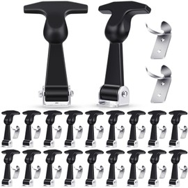 Mudder 20 Pieces Elastic Stainless Steel Rubber Hood Catch Flexible T-Handle Hasp Rubber Flexible Draw Latches with Brackets for Vehicle Engine, Hood