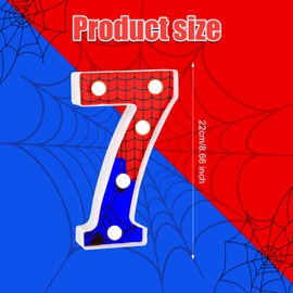 XIHIRCD Spider LED Light Number, Spider Web Number Lights Led Light up Numbers Spider Marquee Night Light Spider Sign Birthday Decorations for Kids Boys Men Gift, No Batteries Included(7)