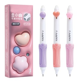 MOZXIRZ 3 Pcs Erasable Gel Ink Pens Cute Retractable Pens Anti-slip Grip Pens 0.5mm Fine Point Pen Black Ink Writing Pens Office School Pens for Kids Women Girls Boys Pens (Pink-Black Ink)