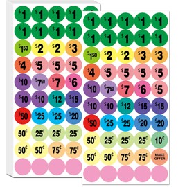 DUGUTUL 2000 pcs Color-Coded Pre-Priced Stickers for Garage Sale and Flea Market, 3/4" Diameter - Bold Fonts, Clear Visibility, High Visibility, Easy Organization ﻿