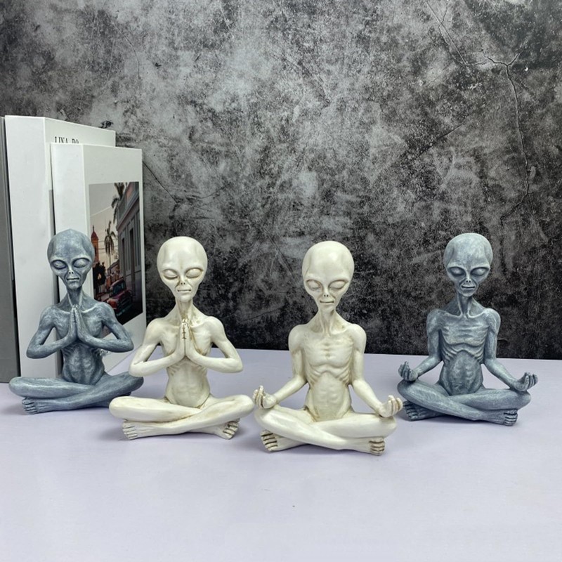 CHBDJY Yoga Alien Statue, Sci-fi Outer Space UFO Alien Figure,
