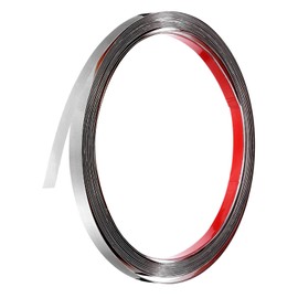 MECCANIXITY Silver Trim Peel and Stick, Self Adhesive Mirror Trim Border 13ft x 0.4" Stainless Steel Mirror Finish Molding Tape Strips for Wall Cabinet Tile Edge Molding