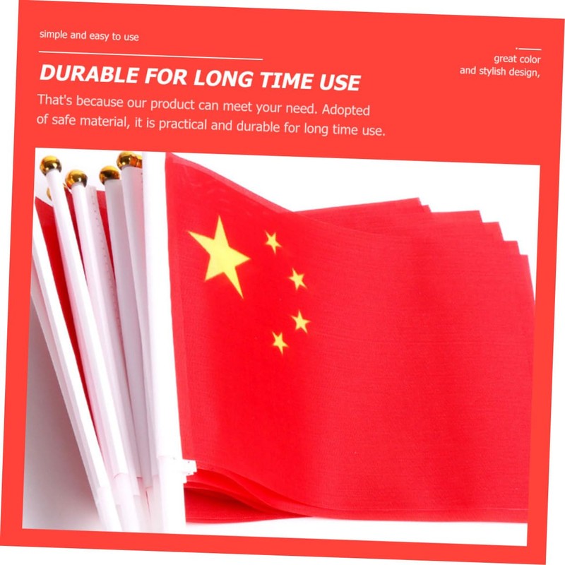 IWOWHERO 50Pcs Handheld China Flags Durable Five Star National Flags