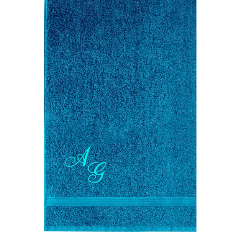 Lashuma Linz Bath Towel Blue - Petrol Blue Individually Embroidered