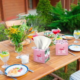 Fourluoo 12 Pack Spring Floral Facial Tissues Flower Cube Face Boxes 600 Sheets 3 Ply Small Square Tissues Bulk for Spring Summer Car Bedroom Supplies(Cute Flamingo)