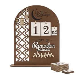 flangairy flangairy Ramadan Countdown Calendar 2025 Wooden Eid Advent Calendar 30 Day Count Wood Count Down Decorations Islamic Muslim Mosque Table Desk Indoor Decor For Home Kids Gifts